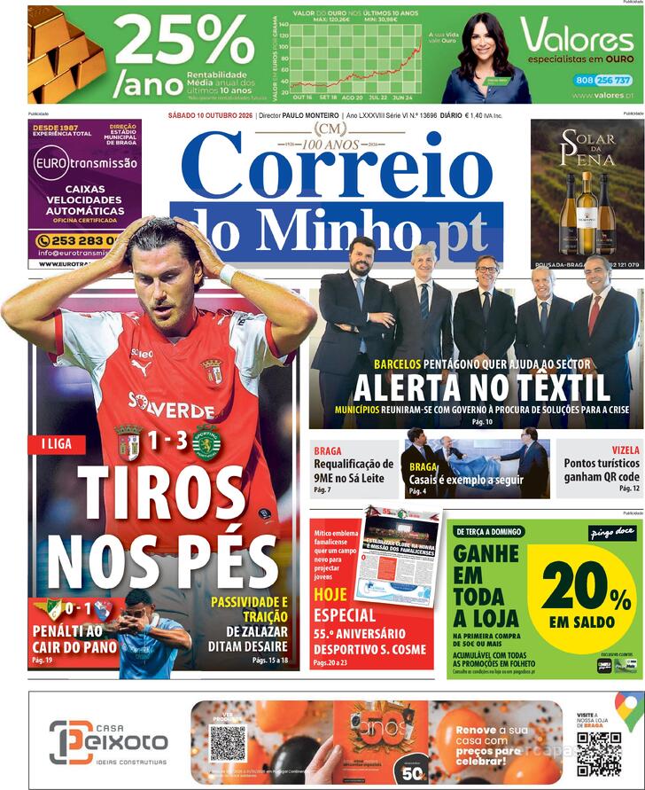 Capa Correio do Minho - 2026-10-10