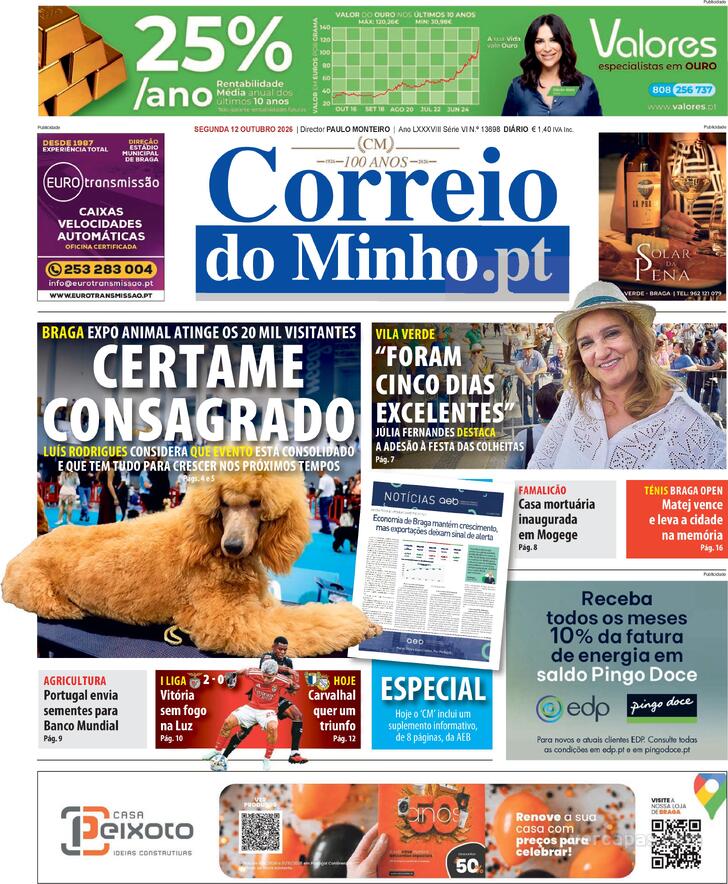 Capa Correio do Minho - 2026-10-12