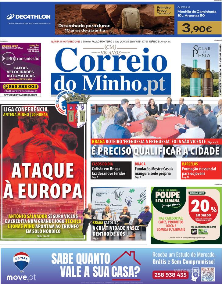 Capa Correio do Minho - 2026-10-15