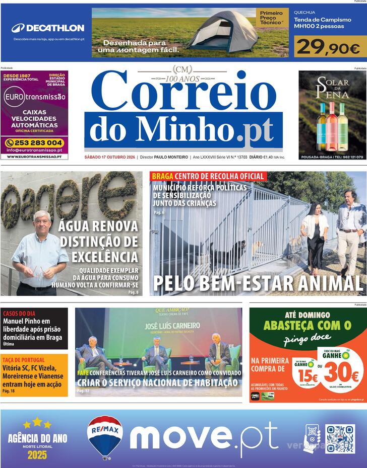 Capa Correio do Minho - 2026-10-17