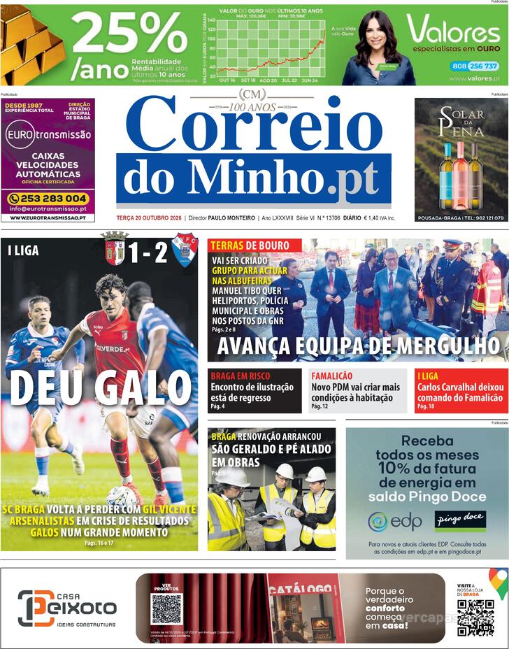 Capa Correio do Minho - 2026-10-20