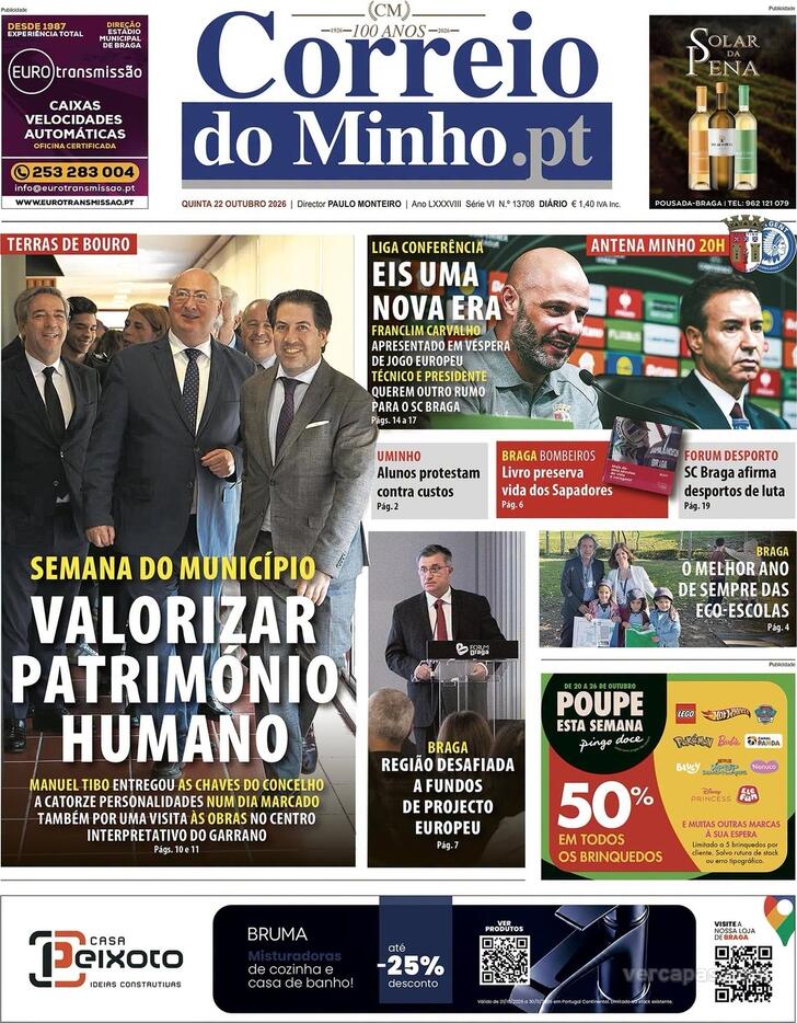 Capa Correio do Minho - 2026-10-22