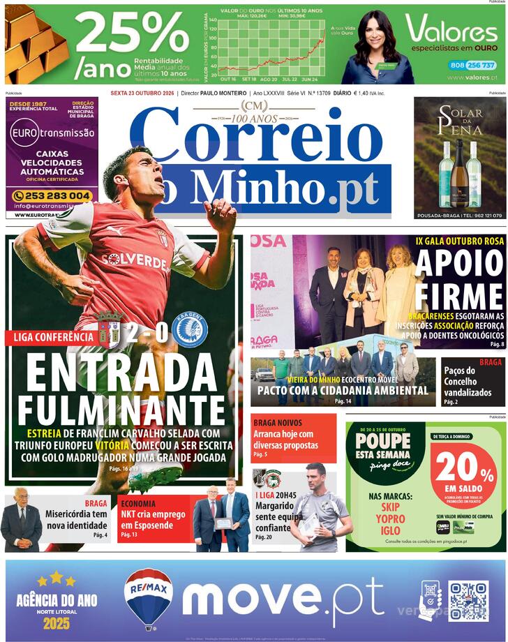 Capa Correio do Minho - 2026-10-23