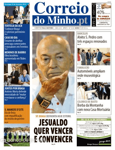 Capa Correio do Minho - 2013-09-15