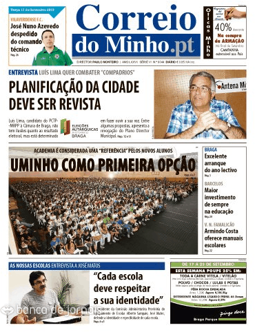 Capa Correio do Minho - 2013-09-17