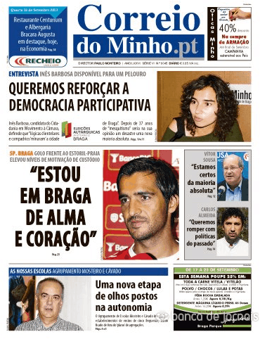 Capa Correio do Minho - 2013-09-18