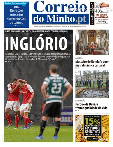 Capa Correio do Minho - 2013-09-29