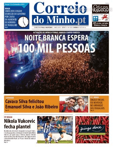 Capa Correio do Minho - 2013-09-03