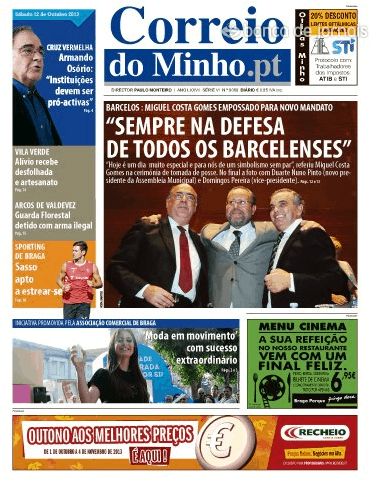 Capa Correio do Minho - 2013-10-12