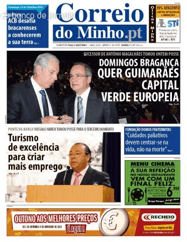 Capa Correio do Minho - 2013-10-13