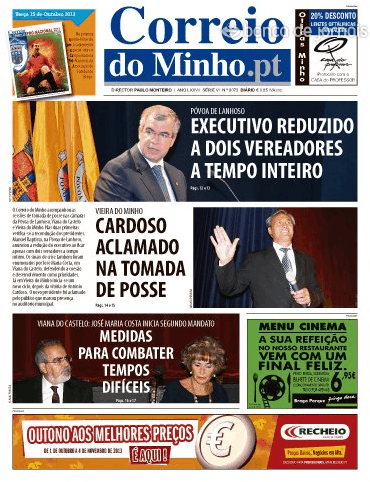Capa Correio do Minho - 2013-10-15