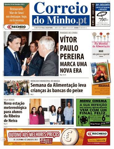 Capa Correio do Minho - 2013-10-16