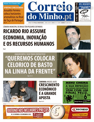 Capa Correio do Minho - 2013-10-19