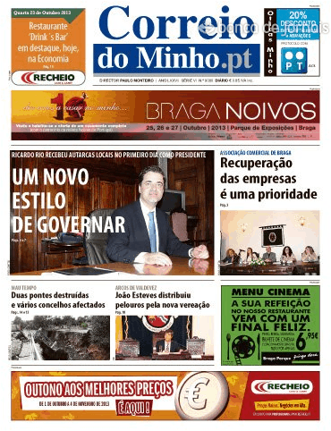 Capa Correio do Minho - 2013-10-23