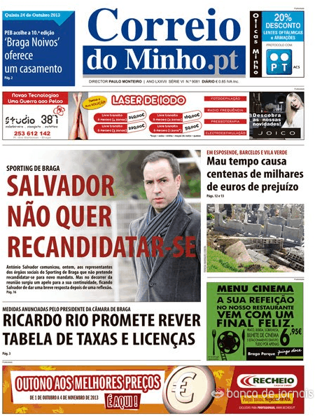 Capa Correio do Minho - 2013-10-25
