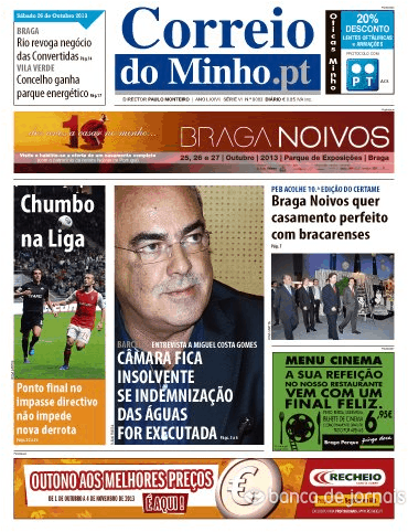 Capa Correio do Minho - 2013-10-26