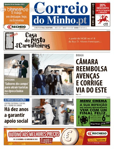 Capa Correio do Minho - 2013-10-30