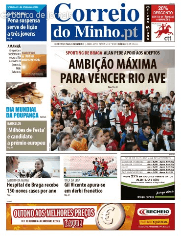 Capa Correio do Minho - 2013-10-31