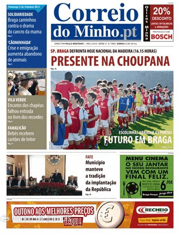 Capa Correio do Minho - 2013-10-06