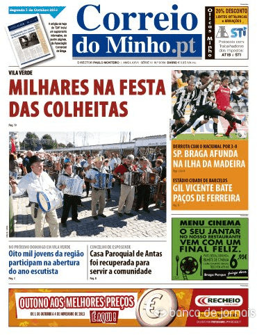 Capa Correio do Minho - 2013-10-07