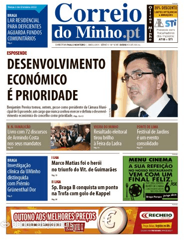Capa Correio do Minho - 2013-10-08