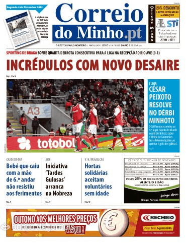Capa Correio do Minho - 2013-11-04