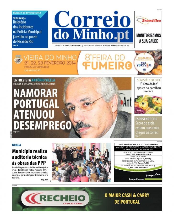 Capa Correio do Minho - 2014-02-08