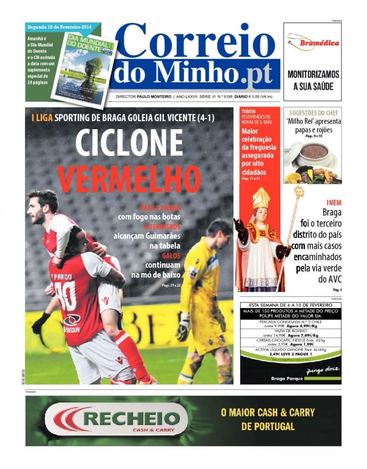 Capa Correio do Minho - 2014-02-10