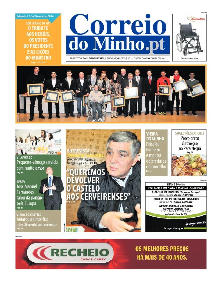 Capa Correio do Minho - 2014-02-15
