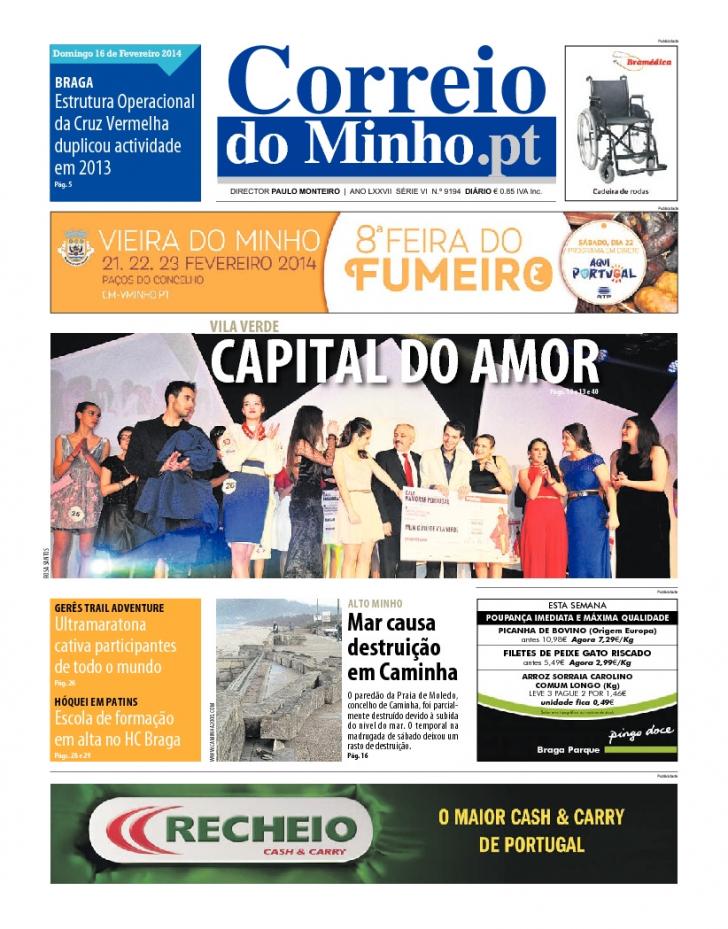 Capa Correio do Minho - 2014-02-16