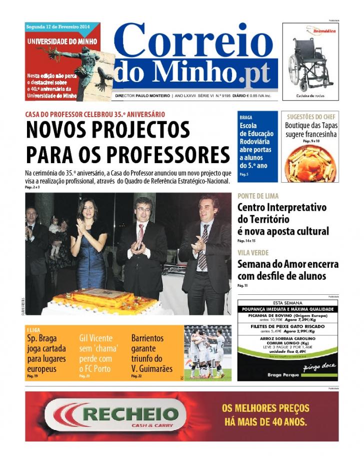 Capa Correio do Minho - 2014-02-17