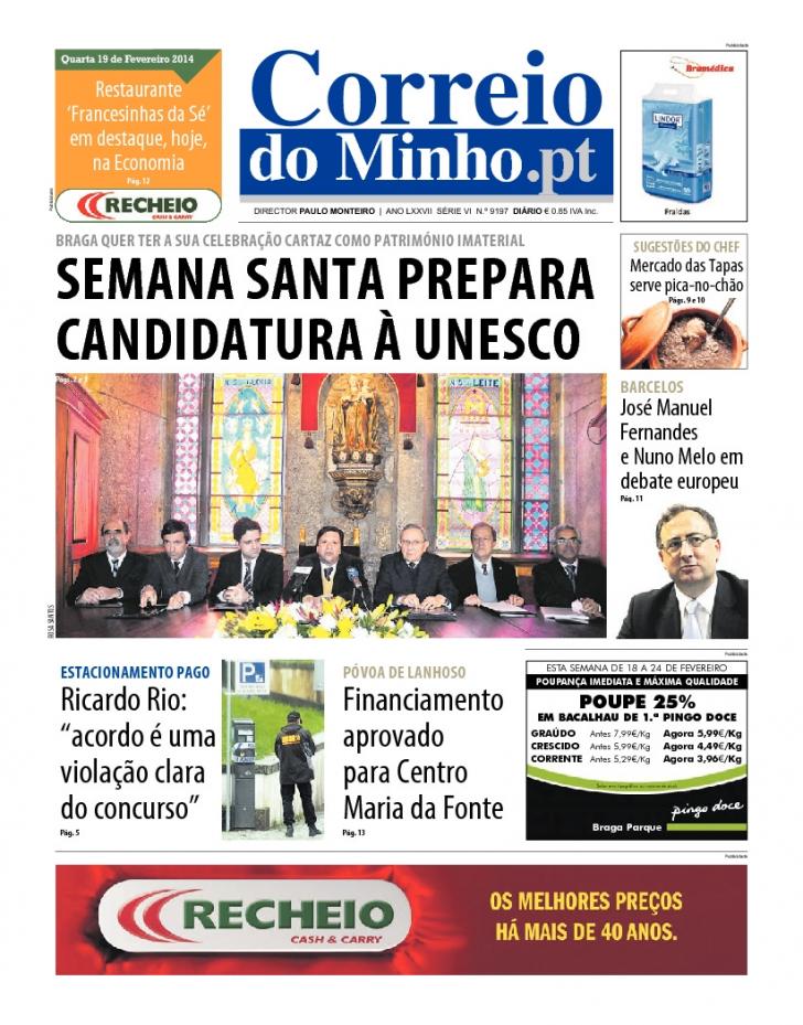 Capa Correio do Minho - 2014-02-19