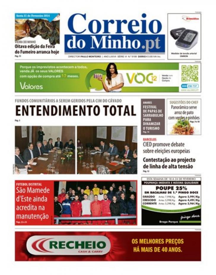 Capa Correio do Minho - 2014-02-21