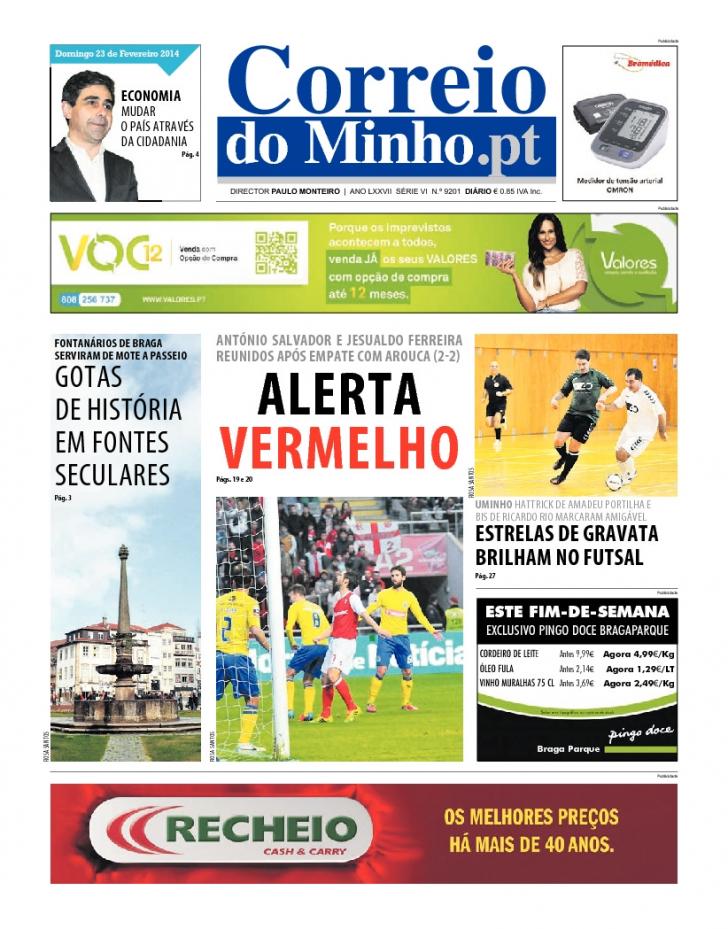Capa Correio do Minho - 2014-02-23