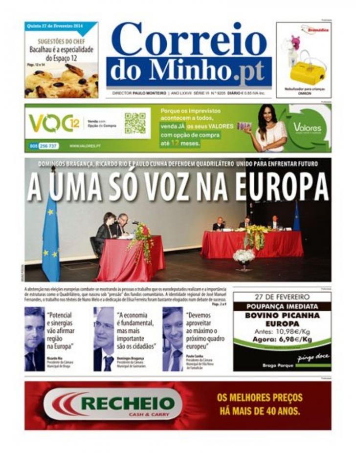 Capa Correio do Minho - 2014-02-27