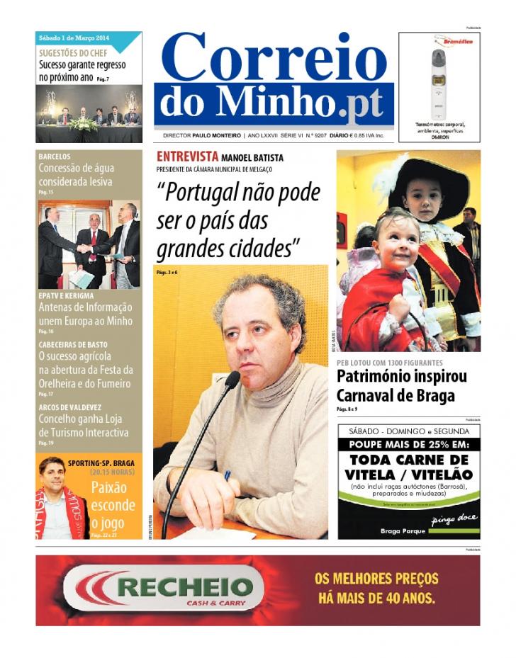 Capa Correio do Minho - 2014-03-01