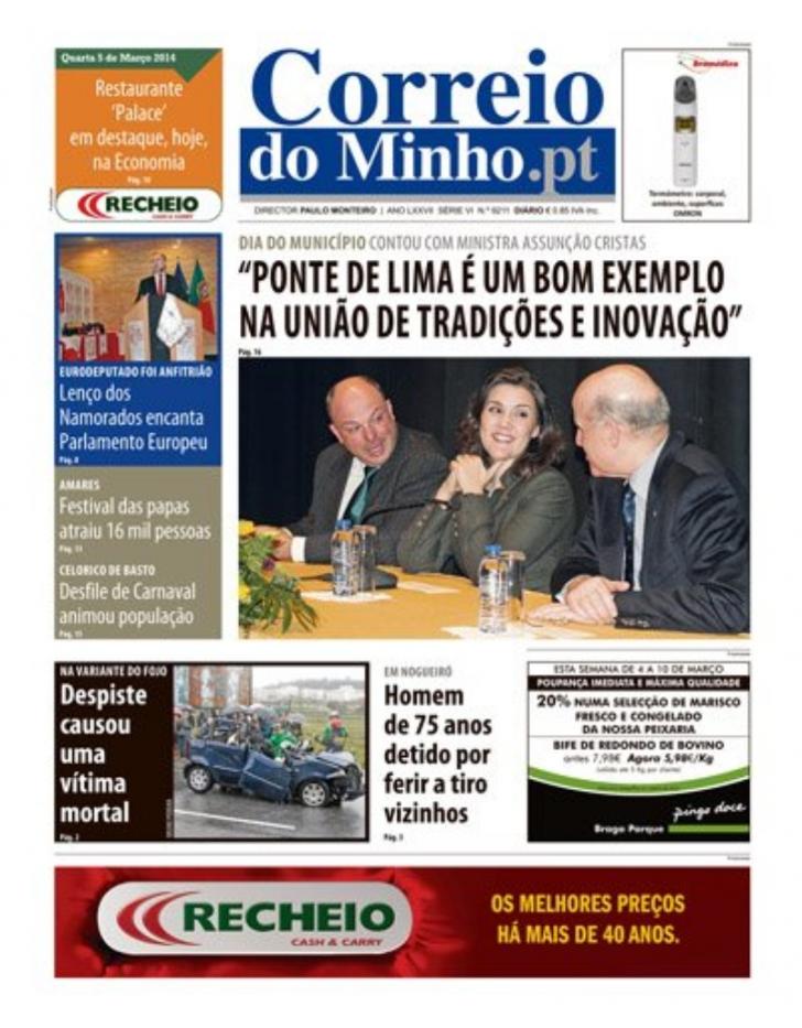 Capa Correio do Minho - 2014-03-05