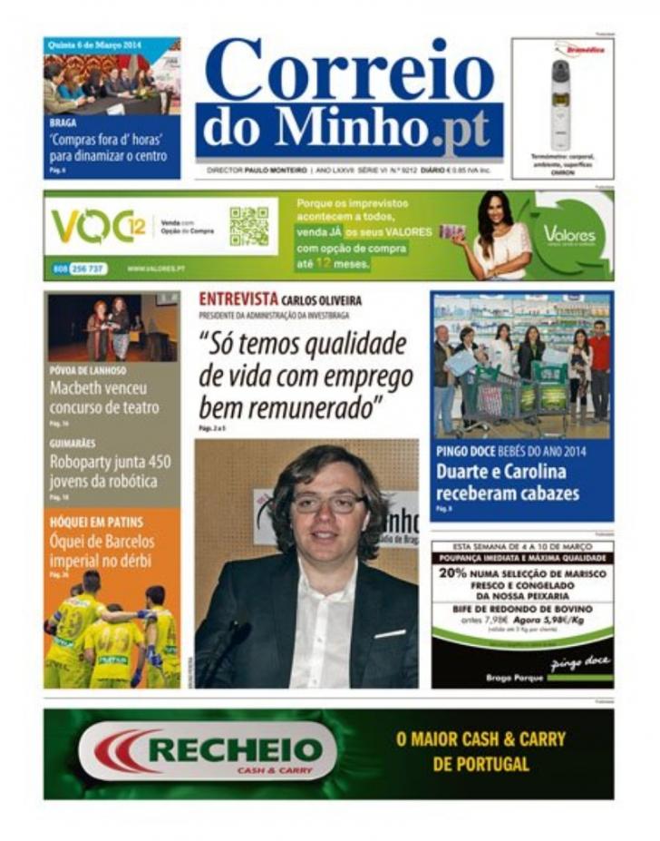 Capa Correio do Minho - 2014-03-06