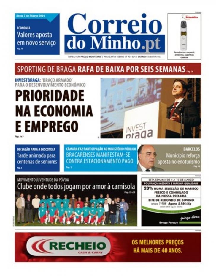 Capa Correio do Minho - 2014-03-07