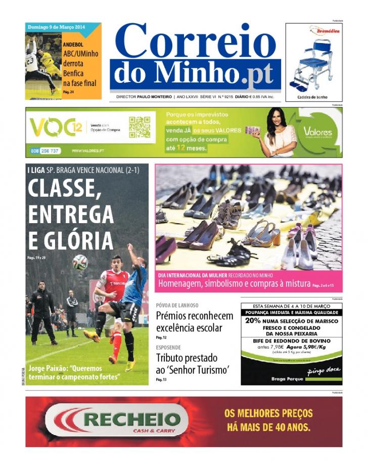 Capa Correio do Minho - 2014-03-09