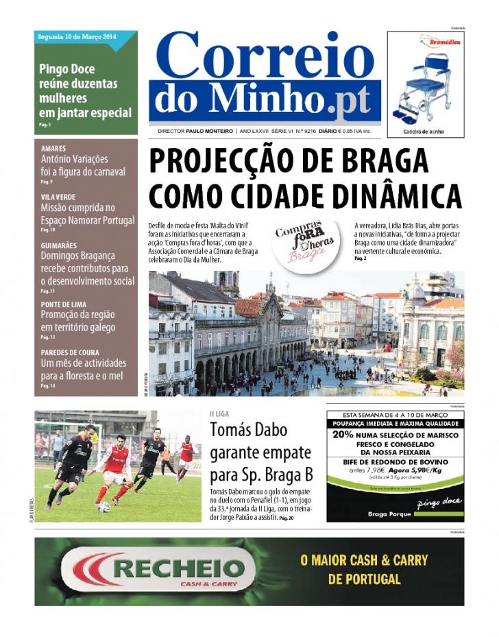 Capa Correio do Minho - 2014-03-10