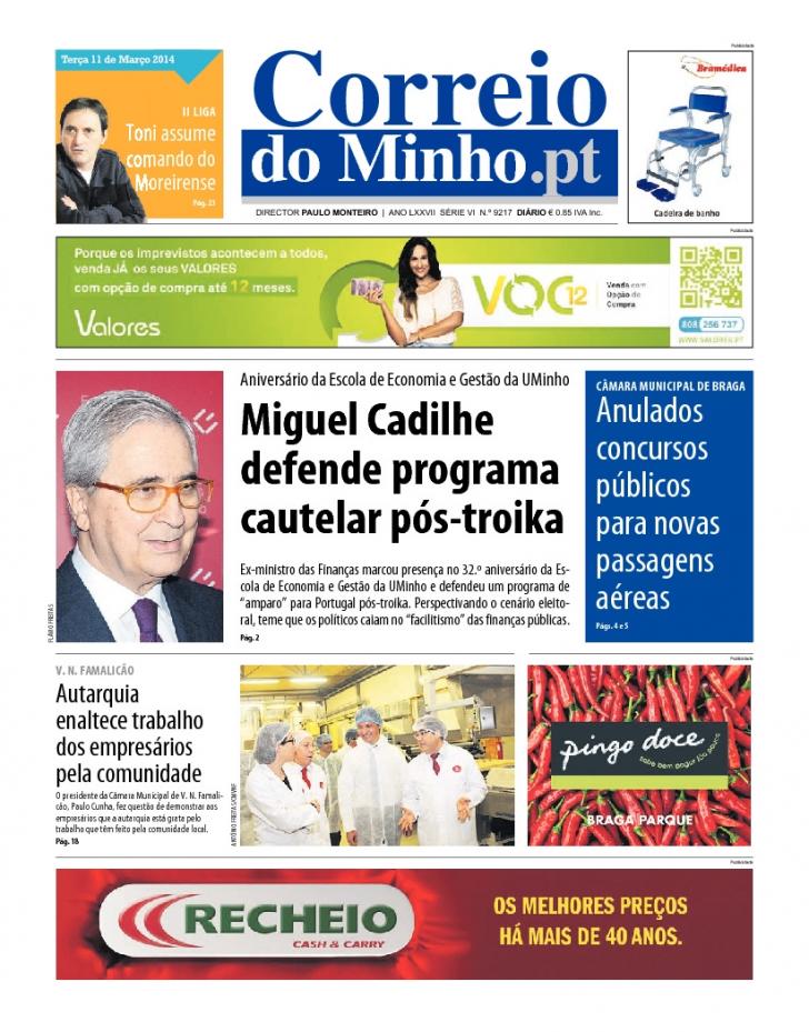 Capa Correio do Minho - 2014-03-11