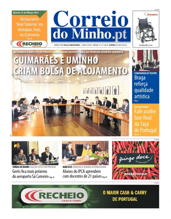 Capa Correio do Minho - 2014-03-12