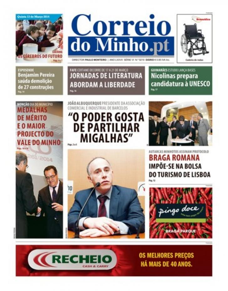 Capa Correio do Minho - 2014-03-13