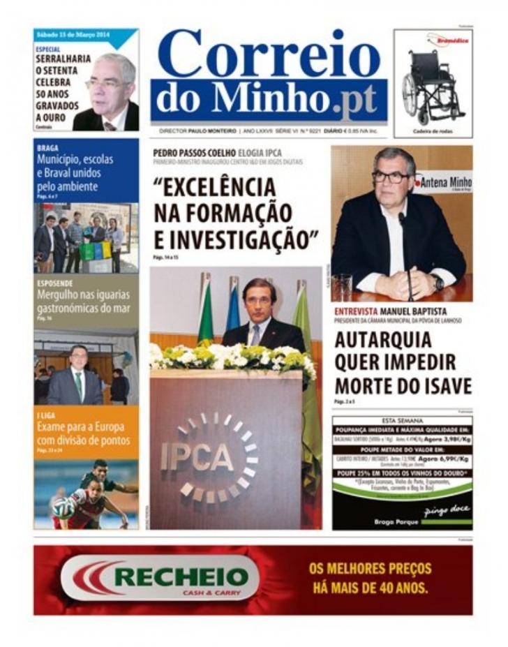 Capa Correio do Minho - 2014-03-15