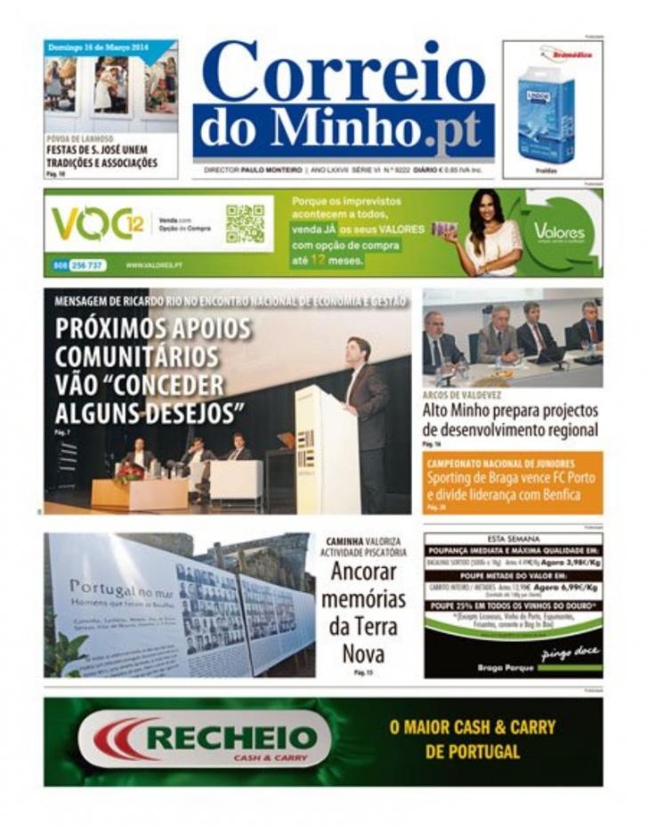 Capa Correio do Minho - 2014-03-16