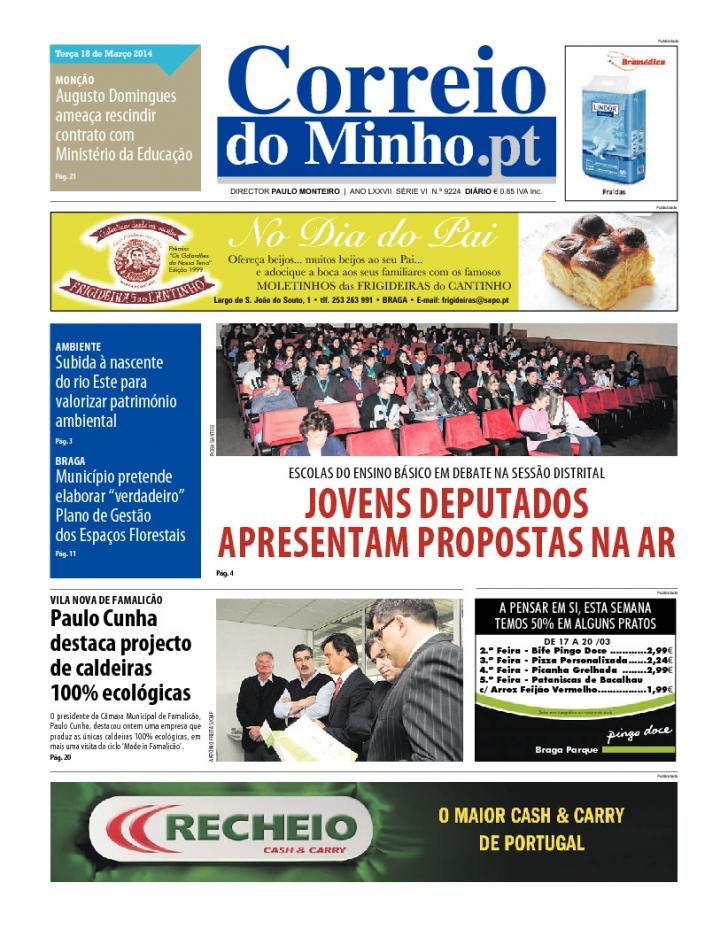 Capa Correio do Minho - 2014-03-18