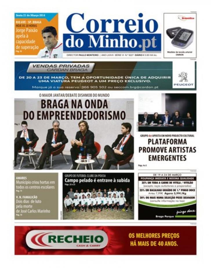 Capa Correio do Minho - 2014-03-21