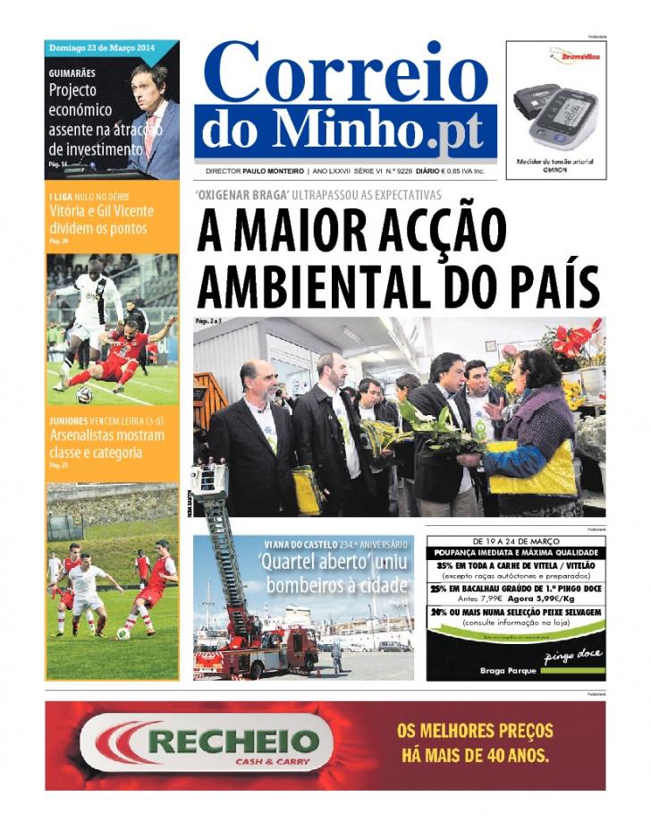 Capa Correio do Minho - 2014-03-23