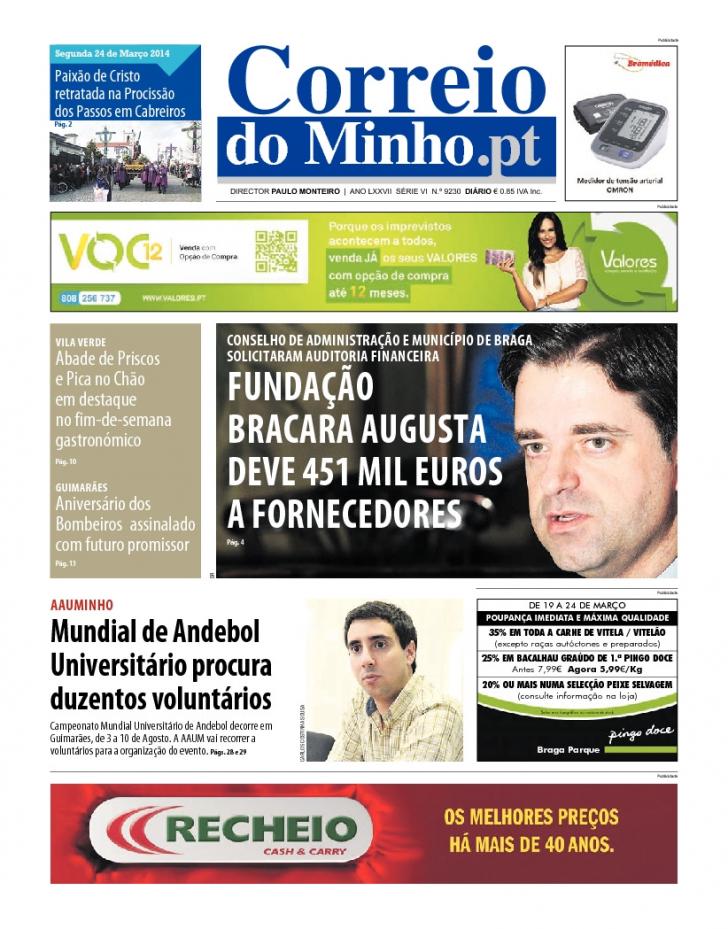 Capa Correio do Minho - 2014-03-24
